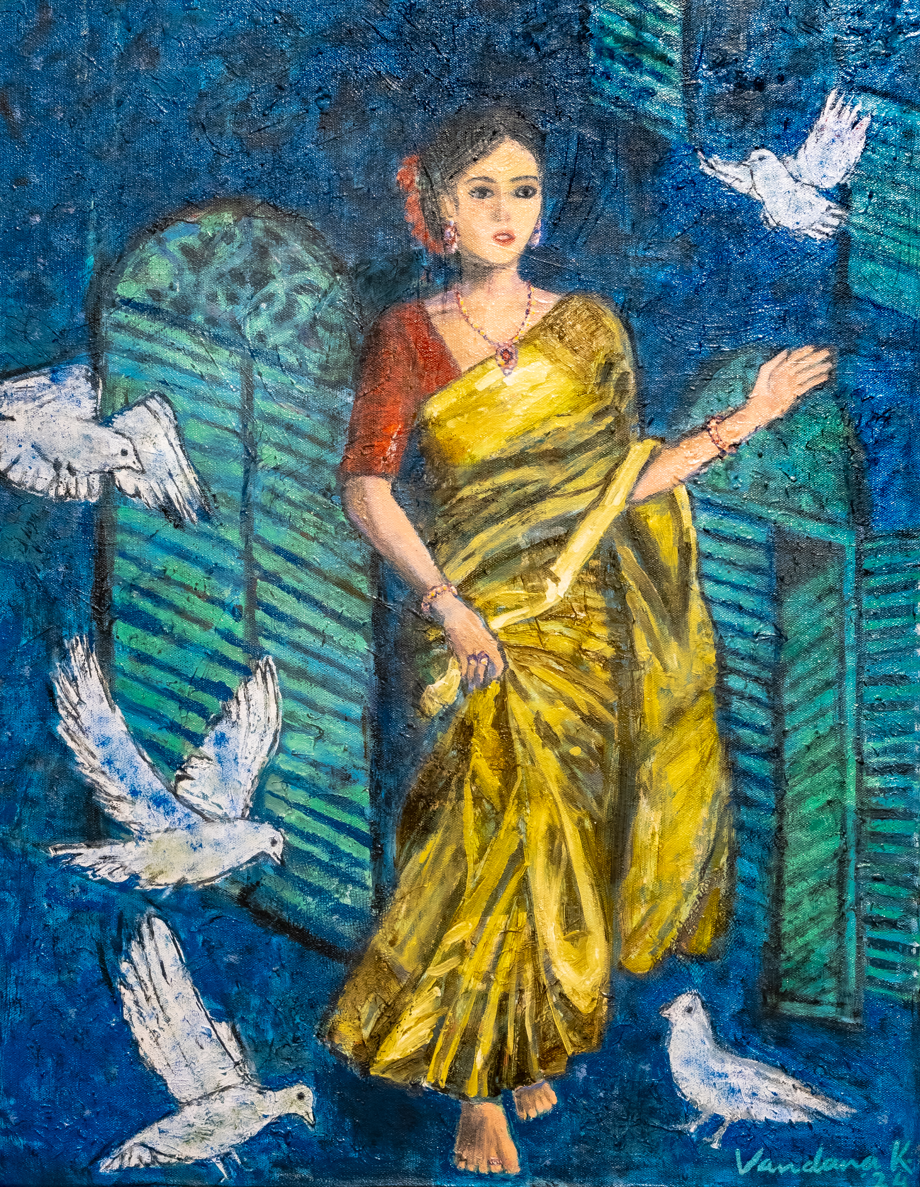 Woman with birds
